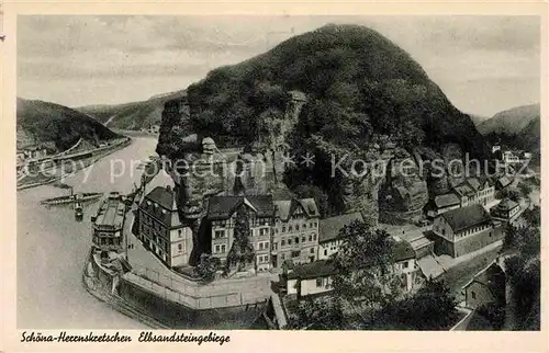 AK / Ansichtskarte Schoena Herrnskretschen Tschechien Boehmen Elbsandsteingebirge Kuenstlerkarte Kat. Hrensko