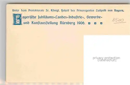 AK / Ansichtskarte Nuernberg Jubilaeums Landesausstellung 1906 Kat. Nuernberg