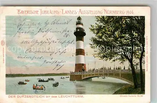AK / Ansichtskarte Nuernberg Dutzenteich mit Leuchtturm  Kat. Nuernberg
