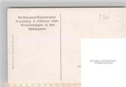 AK / Ansichtskarte Nuernberg Hochwasser Katastrophe 1909 Spitalgasse Kat. Nuernberg