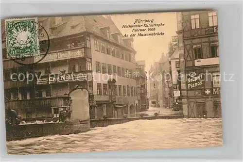 AK / Ansichtskarte Nuernberg Hochwasser Katastrophe 1909 Museumsbruecke Kat. Nuernberg