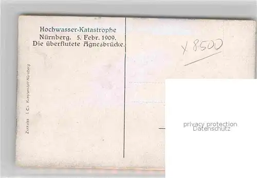 AK / Ansichtskarte Nuernberg Hochwasser Katastrophe 1909 Agnesbruecke Kat. Nuernberg