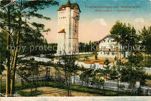 AK / Ansichtskarte Grafenwoehr Truppenuebungsplatz Militaerforstamt Wasserturm