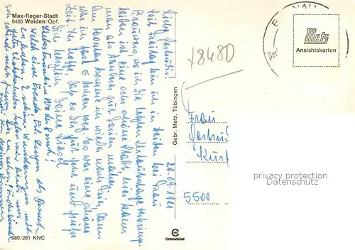 AK / Ansichtskarte Weiden Oberpfalz Stadtansicht Kirche Rathaus Kat. Weiden i.d.OPf.