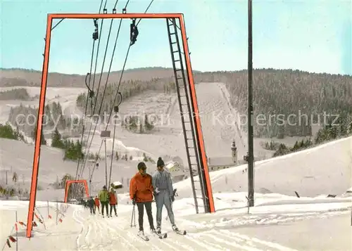 AK / Ansichtskarte Oberwarmensteinach Skifahrer Schlepplift