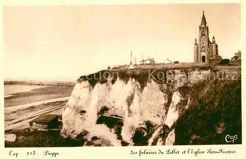 AK / Ansichtskarte Dieppe Seine Maritime Les falaises du Pollet Eglise Bon Secours Kat. Dieppe