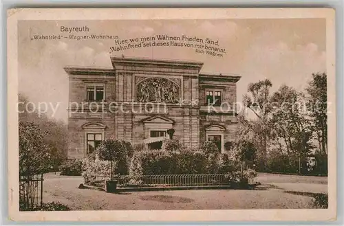 AK / Ansichtskarte Bayreuth Wahnfried Wagner Wohnhaus Kat. Bayreuth