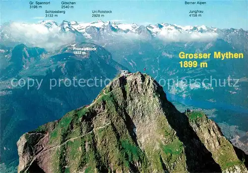 AK / Ansichtskarte Schwyz Grosser Mythen Fliegeraufnahme Berner Alpen Jungfrau Uri Rotstock Kat. Schwyz