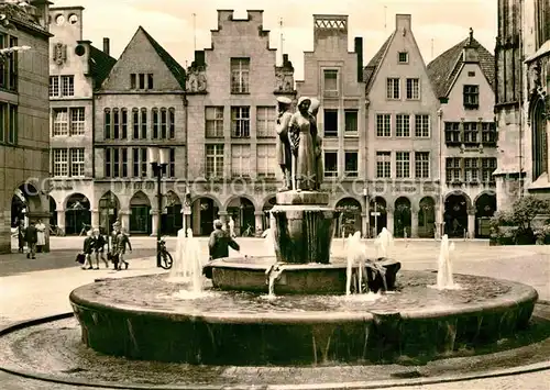 AK / Ansichtskarte Muenster Westfalen Lambertusbrunnen Giebelhaeuser Kat. Muenster