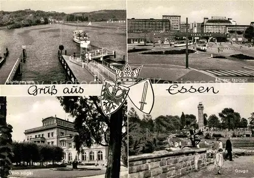 AK / Ansichtskarte Essen Ruhr Baldeneysee Partie an der Freiheit Gruga Villa Huegel Wappen Kat. Essen