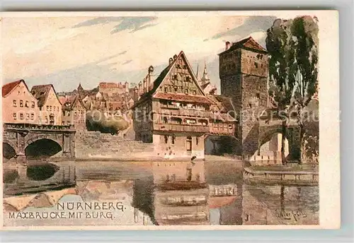 AK / Ansichtskarte Nuernberg Maxbruecke mit Burg Kat. Nuernberg
