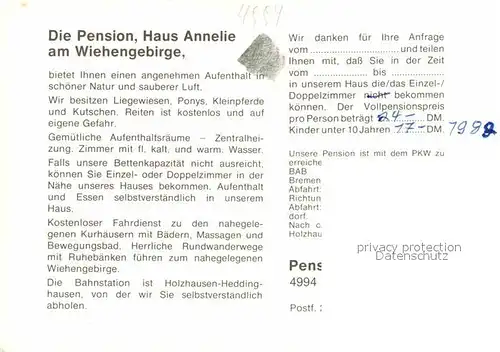 AK / Ansichtskarte Bad Holzhausen Luebbecke Pension Haus Annelie Kat. Preussisch Oldendorf