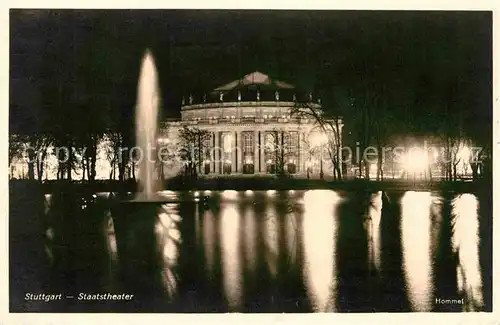 AK / Ansichtskarte Stuttgart Staatstheater Fontaene Nachtaufnahme Kat. Stuttgart