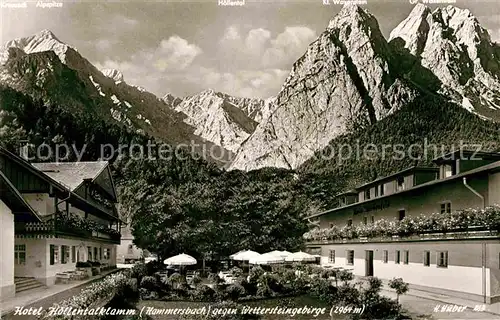 AK / Ansichtskarte Hammersbach Grainau Hotel Hoellentalklamm gegen Wettersteingebirge Huber Karte Nr 283 Kat. Grainau