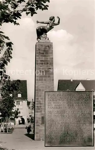 AK / Ansichtskarte Freudenstadt Gedenksaeule Statue Kurort im Schwarzwald Kat. Freudenstadt