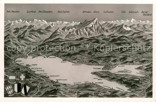 AK / Ansichtskarte Bodensee und Umgebung Alpenpanorama aus der Vogelperspektive Kat. Bodensee