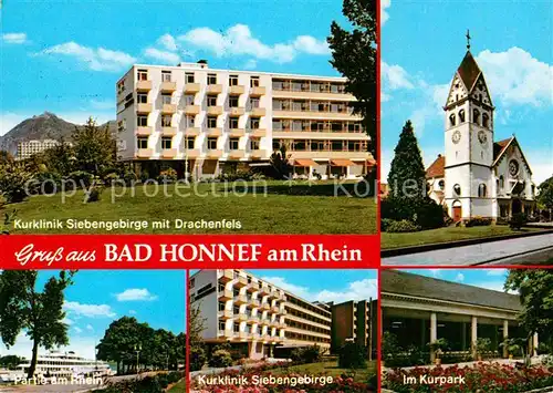 AK / Ansichtskarte Bad Honnef Kurklinik Siebengebirge Drachenfels Kirche Rheinpartie Kurpark Kat. Bad Honnef
