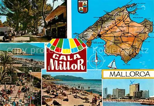 AK / Ansichtskarte Cala Millor Mallorca Strand Promenade Lageplan Kat. Islas Baleares Spanien