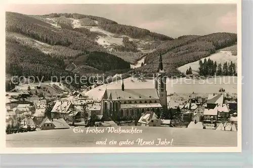 AK / Ansichtskarte Neustadt Schwarzwald Panorama Muenster Winter Glueckwunschkarte Weihnachten Neues Jahr