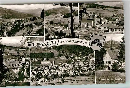 AK / Ansichtskarte Elzach Krankenhaus Kirche Neun Linden Kapelle Schule Panorama Kat. Elzach