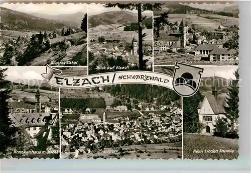 AK / Ansichtskarte Elzach Schule Kirche Krankenhaus Neun Linden Kapelle Panoramen Kat. Elzach