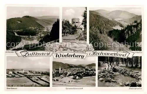 AK / Ansichtskarte Winterberg Hochsauerland Astenturm Kurhaus Ruhrquelle Panorama  Kat. Winterberg