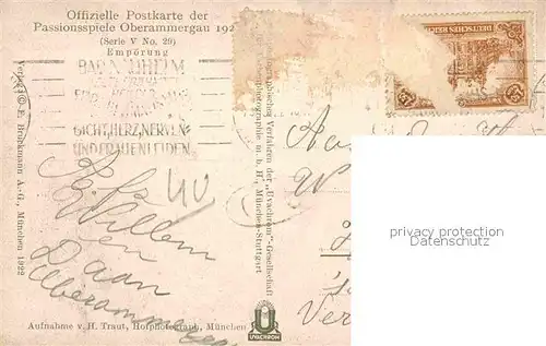 AK / Ansichtskarte Oberammergau Passionsspiele 1922 Empoerung Kat. Oberammergau