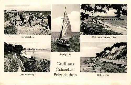 AK / Ansichtskarte Pelzerhaken Ostseebad Strandleben Uferweg Hohes Ufer Segelpartie
