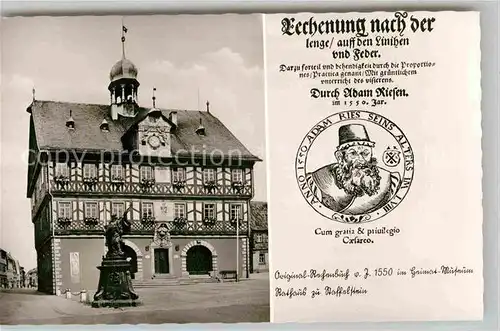 AK / Ansichtskarte Staffelstein Rathaus Original Rechenbuch Adam Riese Kat. Bad Staffelstein