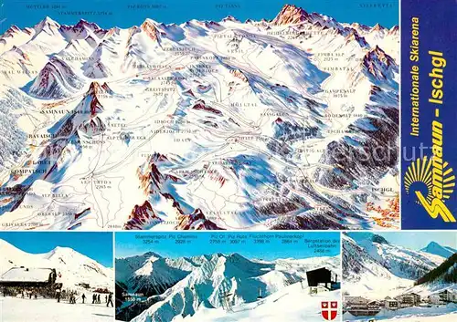 AK / Ansichtskarte Samnaun Dorf Panoramakarte Skigebiet  Kat. Samnaun Dorf