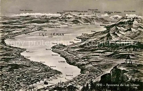 AK / Ansichtskarte Lac Leman Genfersee Landkarte Kat. Genf