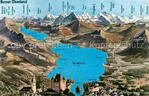 AK / Ansichtskarte Thunersee Landkarte Berner Oberland Kat. Thun