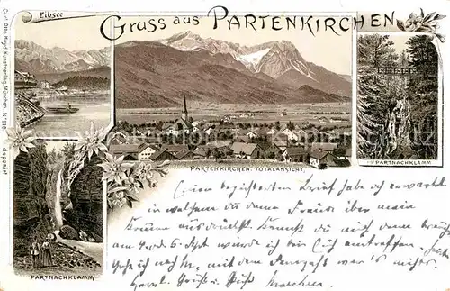 AK / Ansichtskarte Partenkirchen Totalansicht Partnachklamm Eibsee Litho Kat. Garmisch Partenkirchen