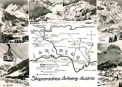 AK / Ansichtskarte Arlberg und Umgebung Landkarte Wintersportplatz Alpen Kat. Oesterreich