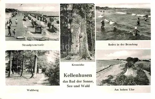 AK / Ansichtskarte Kellenhusen Ostseebad Strandpromenade Brandung Waldweg Am Hohen Ufer Kroneiche Kat. Kellenhusen (Ostsee)