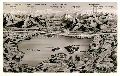AK / Ansichtskarte Chiemsee Landkarte Kat. Chiemsee