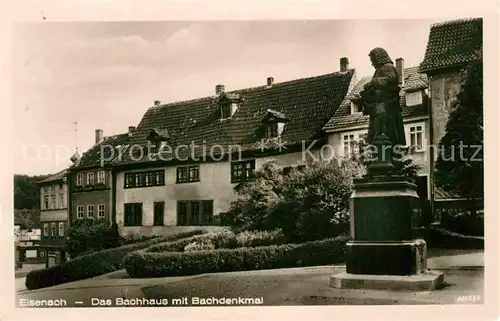 AK / Ansichtskarte Eisenach Thueringen Bachhus mit Bachdenkmal Kat. Eisenach
