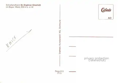 AK / Ansichtskarte Glashuett St Englmar Schullandheim