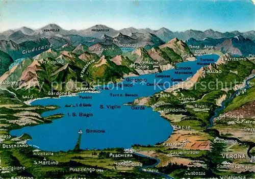 AK / Ansichtskarte Lago di Garda Panoramakarte Kat. Italien