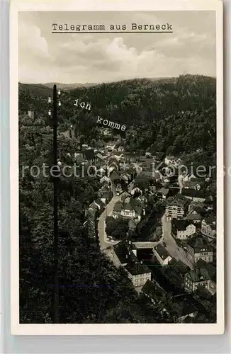AK / Ansichtskarte Berneck Fichtelgebirge Panorama Telegramm Kat. Bad Berneck