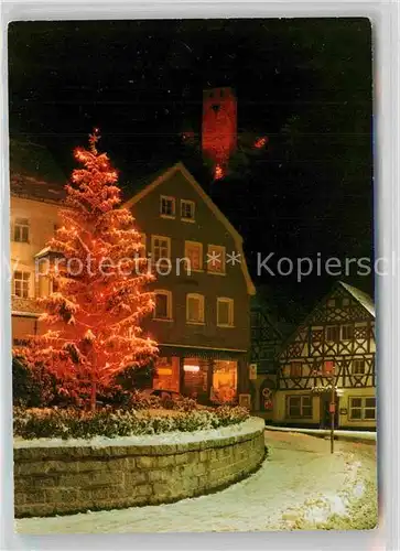 AK / Ansichtskarte Berneck Bad Winter Nachtaufnahme Marktplatz Kat. Bad Berneck Fichtelgebirge