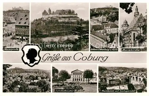 AK / Ansichtskarte Coburg Veste Coburg Marktplatz Schloss Ehrenburg Morizkirche Landestheater Amtsgericht Kat. Coburg