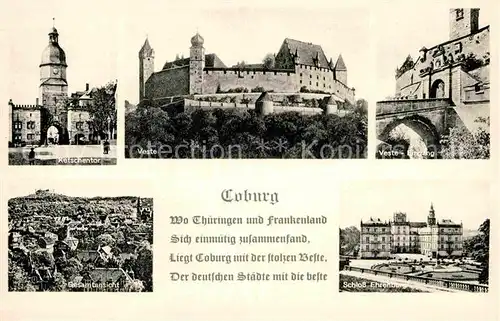 AK / Ansichtskarte Coburg Ketschentor Veste Eingang Gesamt Schloss Ehrenburg Kat. Coburg