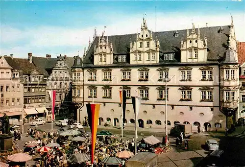 AK / Ansichtskarte Coburg Marktplatz mit Stadthaus Kat. Coburg