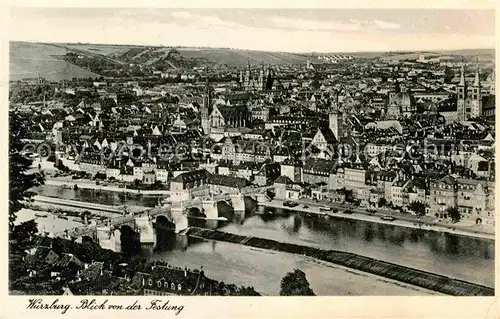 AK / Ansichtskarte Wuerzburg Panorama Mainbruecke Dom Rathaus Marienkapelle Kat. Wuerzburg