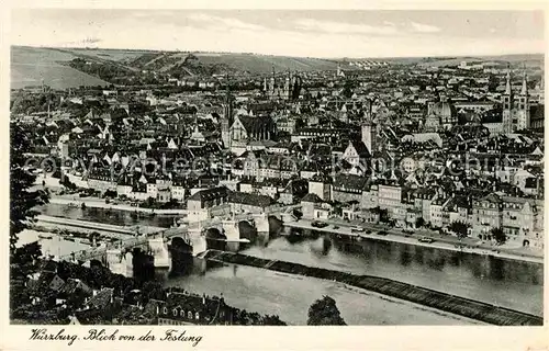 AK / Ansichtskarte Wuerzburg Panorama Mainbruecke Dom Marienkapelle Kat. Wuerzburg