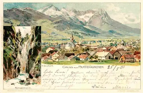 AK / Ansichtskarte Deuchert Heinrich Partenkirchen Partnachklamm  Kat. Kuenstlerlitho