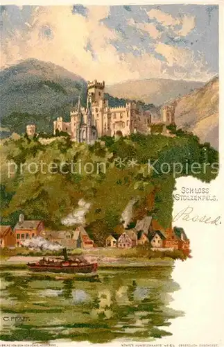 AK / Ansichtskarte Koblenz Rhein Schloss Stolzenfels Kuenstlerkarte C. Pfaff Litho  Kat. Koblenz