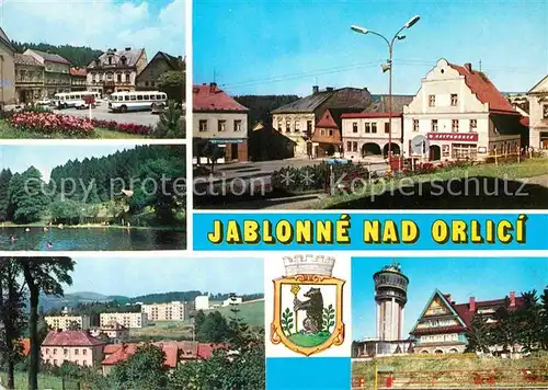 AK / Ansichtskarte Jablonne nad Orlici Namesti Koupaliste Nove bytovky Chata na Suchem vrchu 