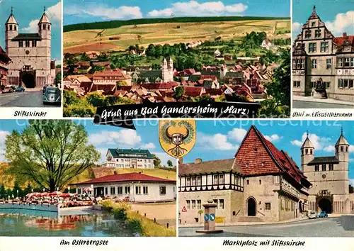 AK / Ansichtskarte Bad Gandersheim Stiftskirche Abtei Elisabethbrunnen Marktplatz  Kat. Bad Gandersheim